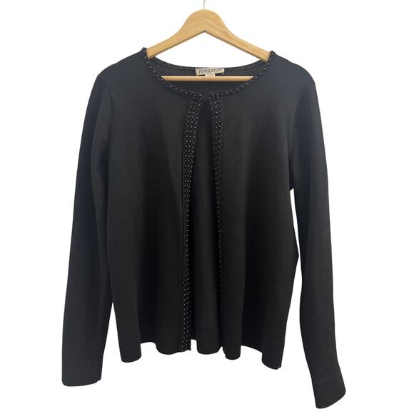 Vintage Pendleton Wool Cardigan Long Sleeve Sweater Beaded Collar, Black Small - Picture 1 of 6
